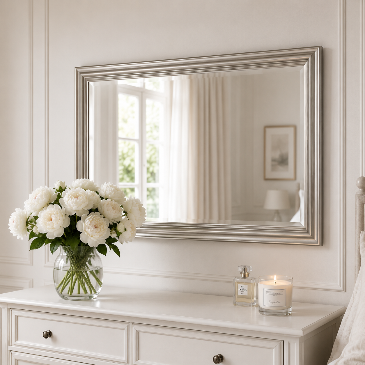 Wall mirror classic silver champagne resin frame
