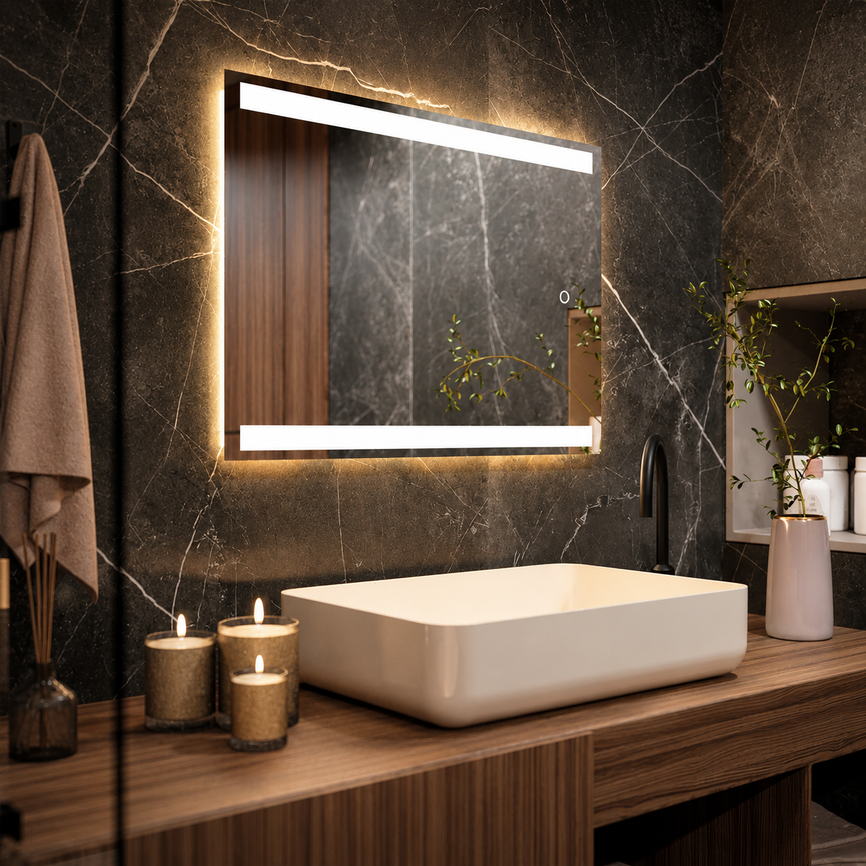 LED bathroom mirror frameless backlit