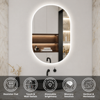 LED bathroom mirror oval frameless backlit