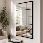 Wall mirror grid window black metal frame