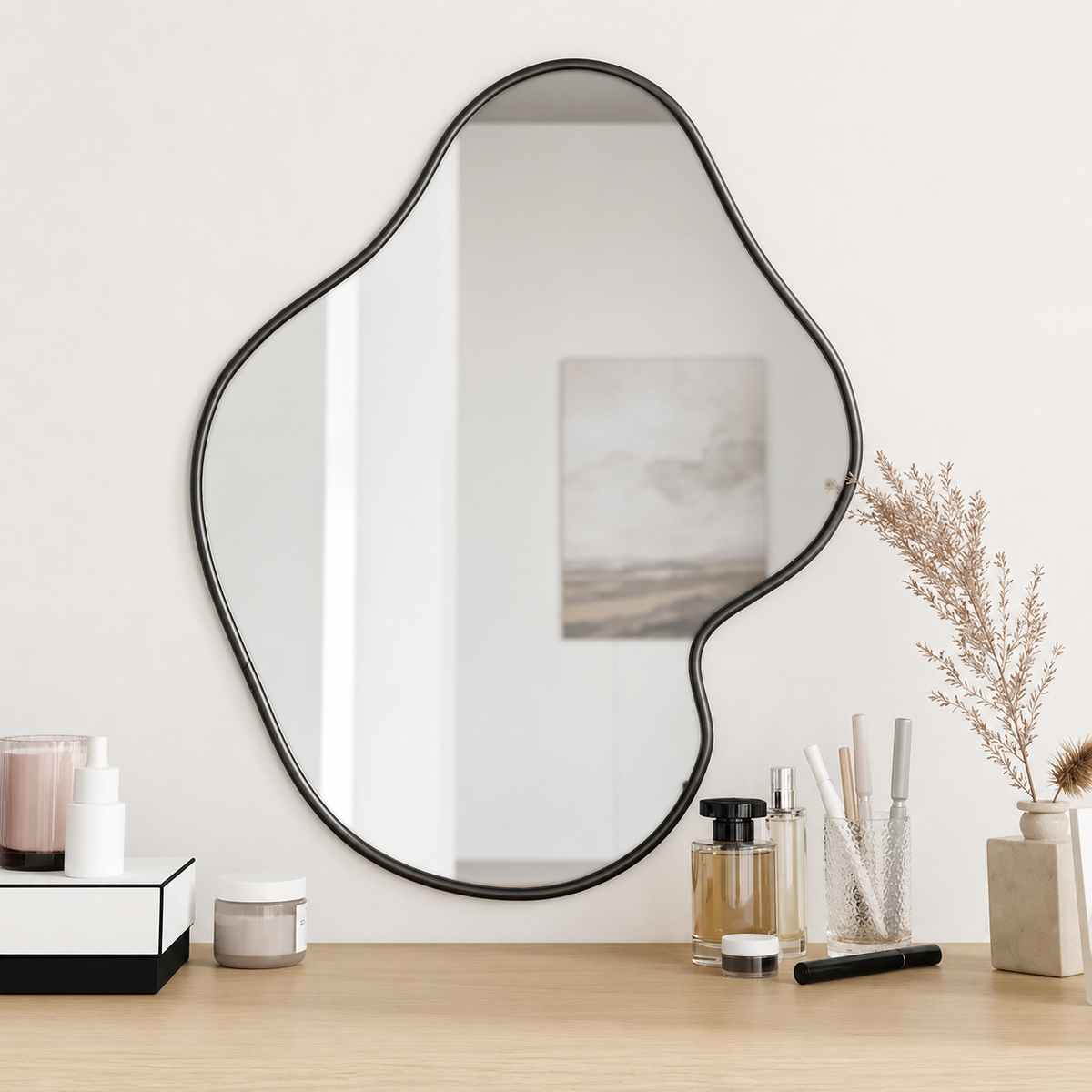 Wall mirror modern silver frame