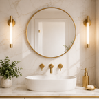 Wall mirror round brushed gold metal frame