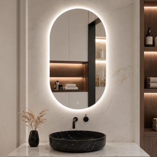 LED bathroom mirror oval frameless backlit