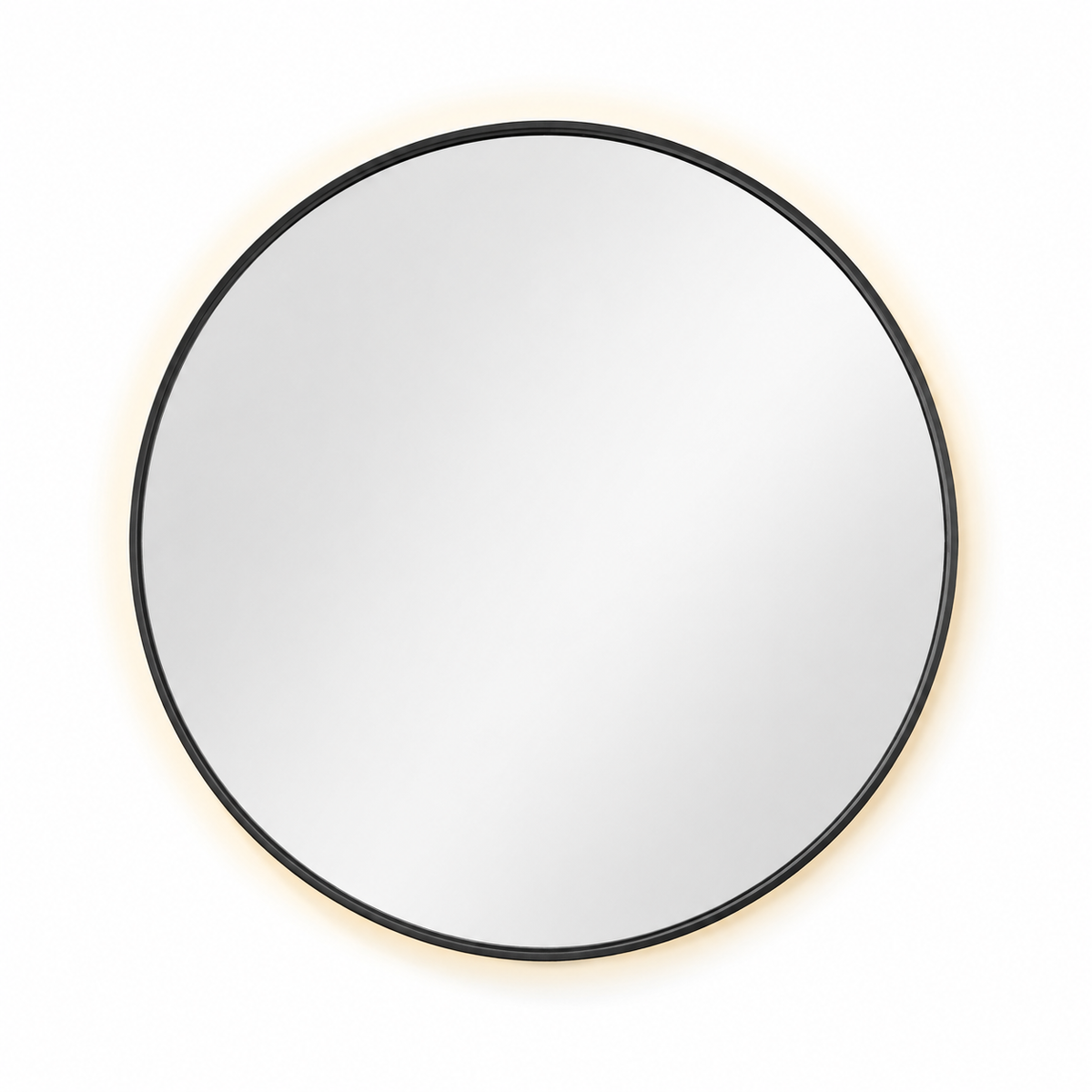 Wall mirror round black metal frame