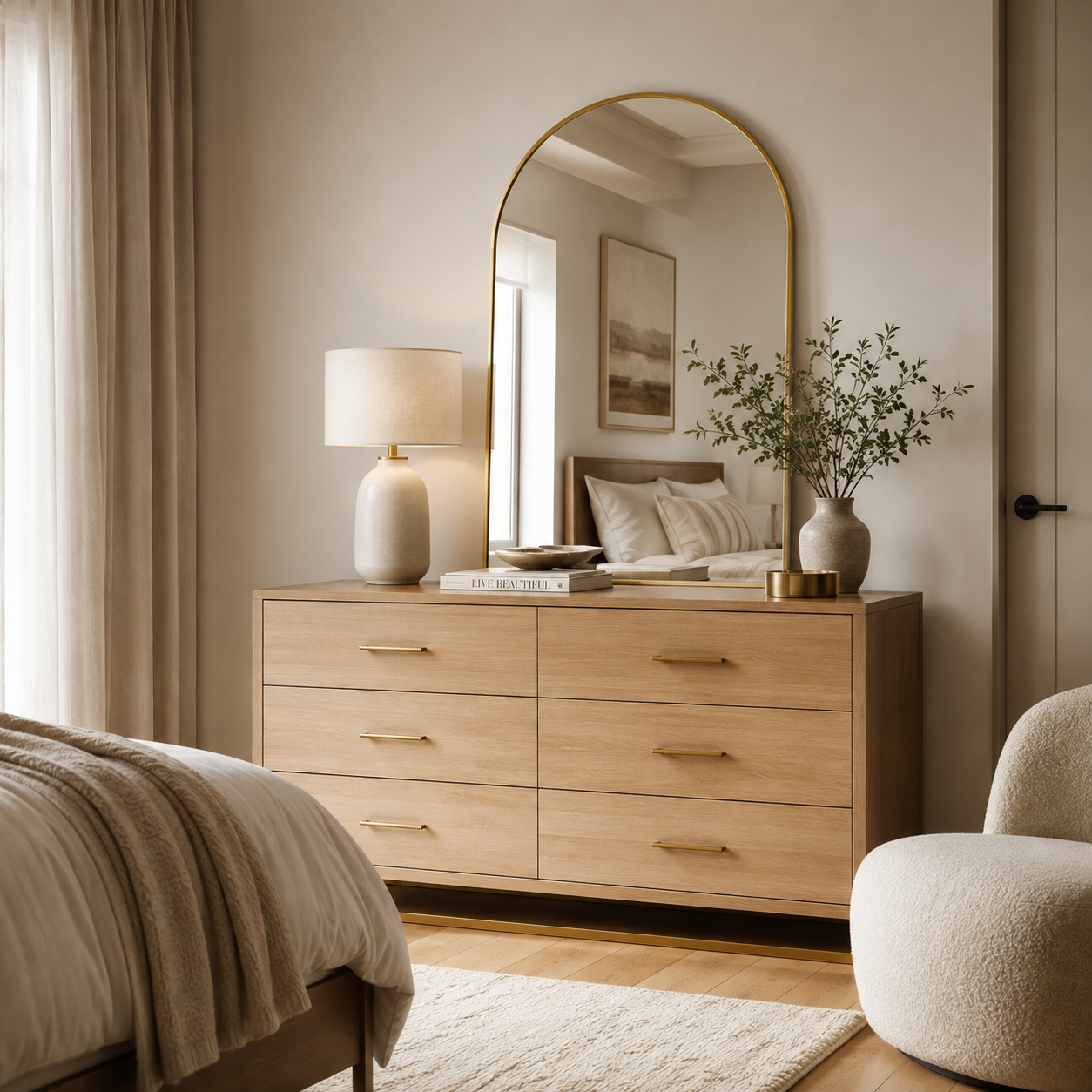 Wall mirror arched aluminium alloy frame