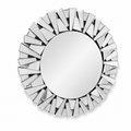 Wall mirror round sunburst ornate silver glass