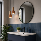 Wall mirror round black metal frame