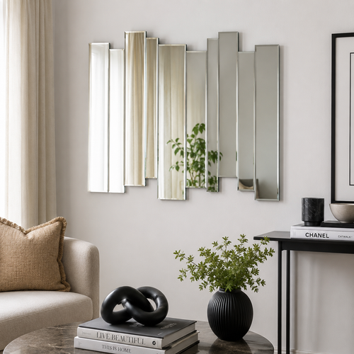 Abstract Sculptural Bevelled Glass Wall Mirror