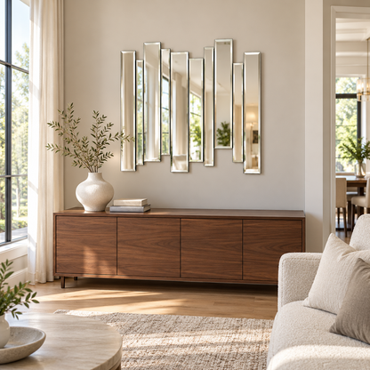 Abstract Sculptural Bevelled Glass Wall Mirror