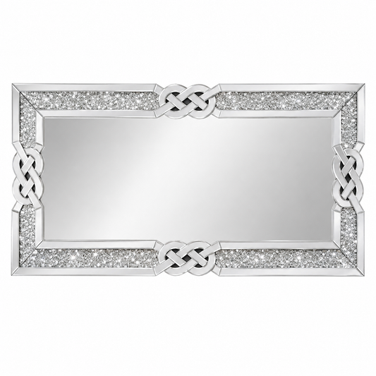 Crushed diamond ornate glass frame wall mirror