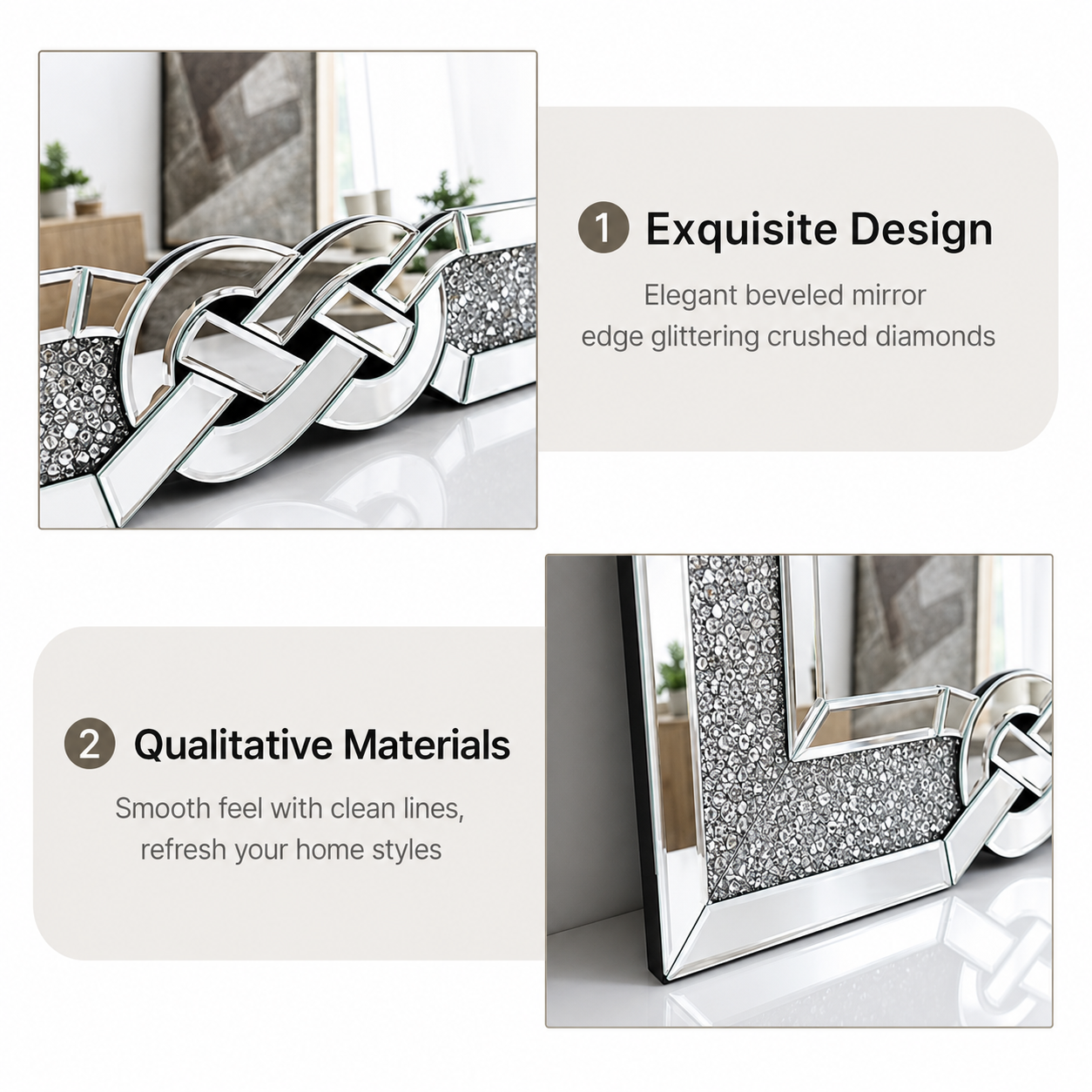Crushed Diamond Ornate Glass Frame Wall Mirror