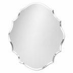 Frameless bevelled shield shaped wall mirror