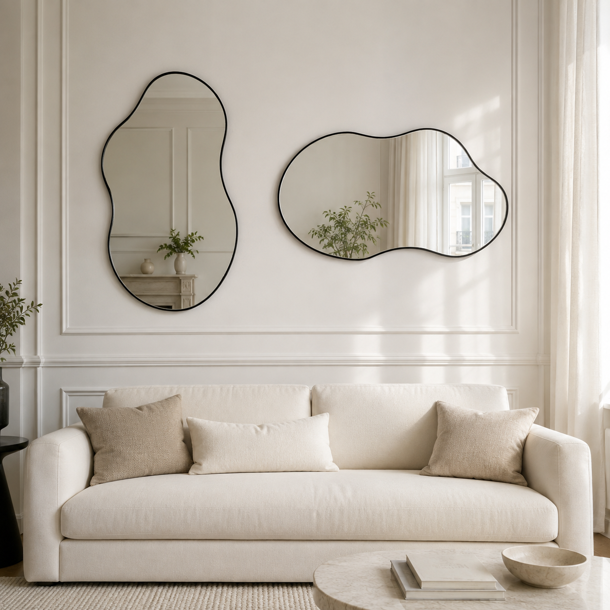 Full length arched black wall mirror