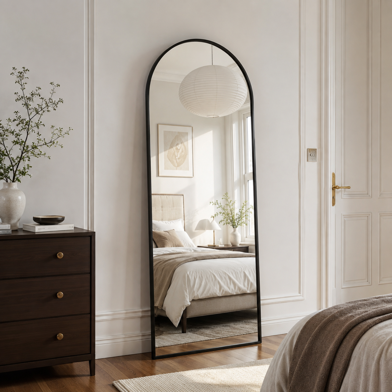 Full length mirror arched aluminium alloy frame black