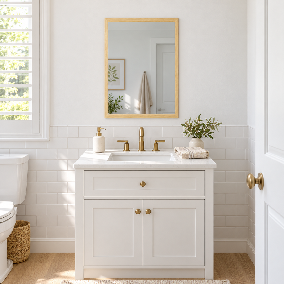 Rectangular Wall Mirror Natural Wood Effect Frame