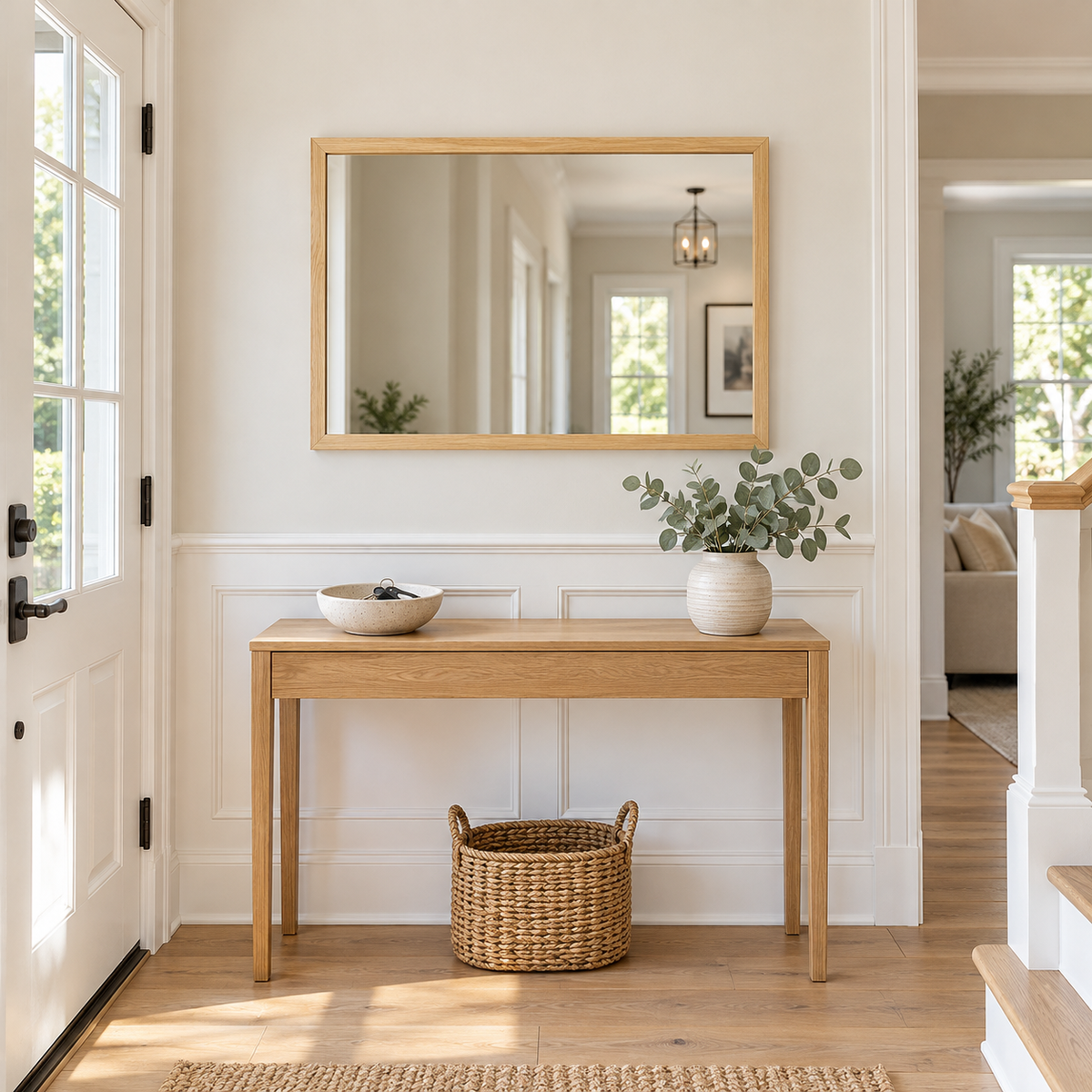 Rectangular Wall Mirror Natural Wood Effect Frame