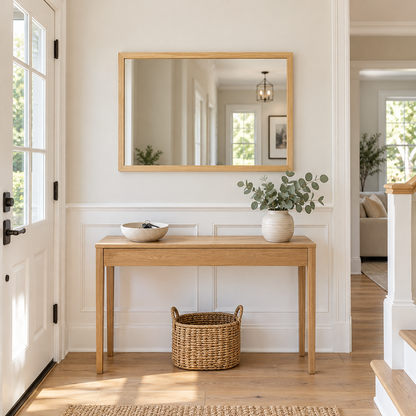 Rectangular Wall Mirror Natural Wood Effect Frame