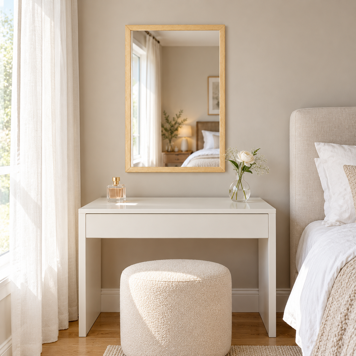 Rectangular Wall Mirror Natural Wood Effect Frame