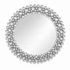 Round Crystal Embellished Ornate Wall Mirror