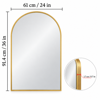 Wall mirror arched aluminium alloy frame