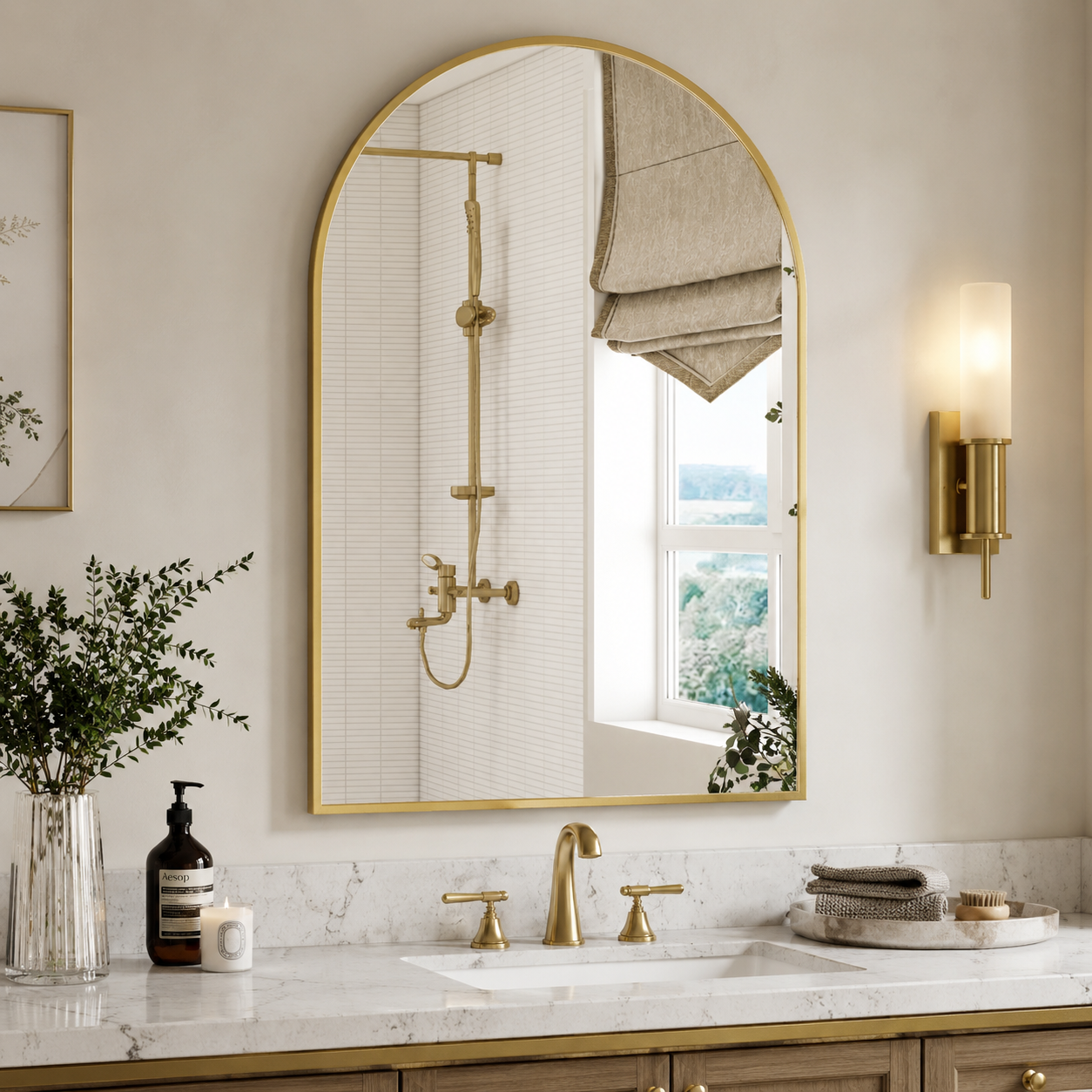 Wall mirror arched aluminium alloy frame