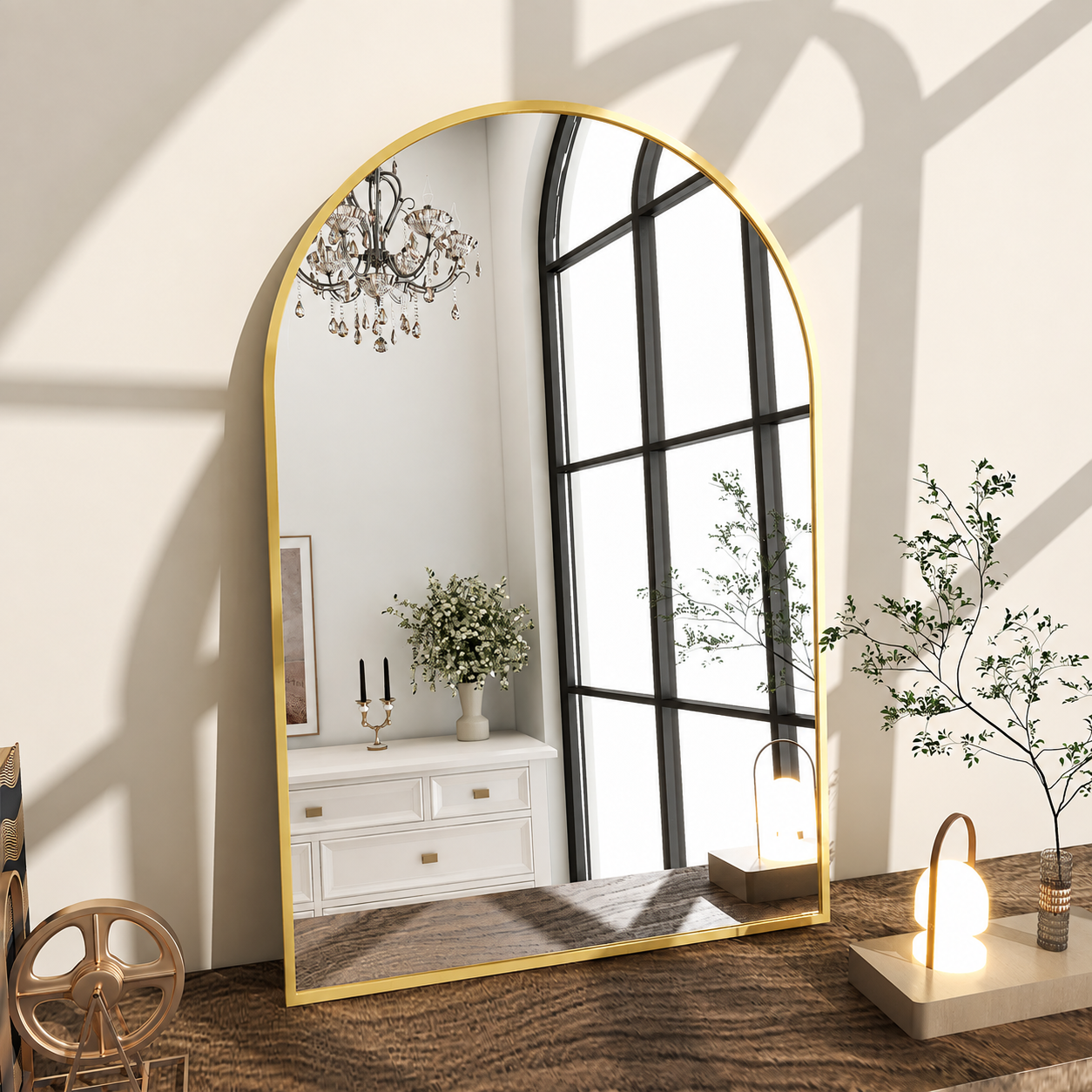 Wall mirror arched aluminium alloy frame