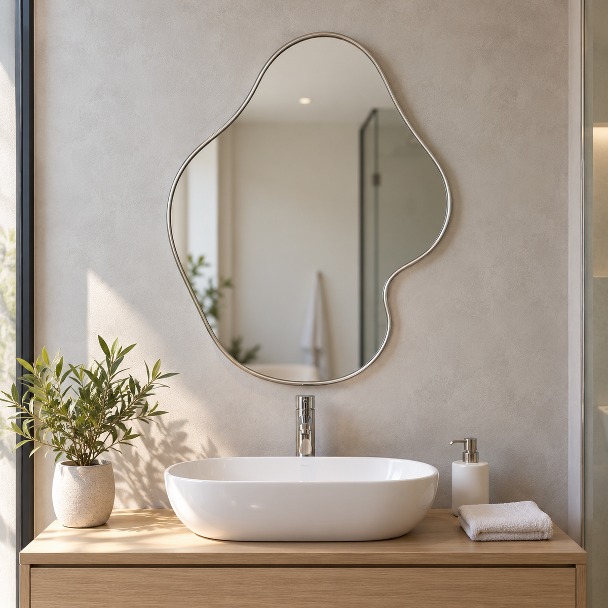 Wall mirror modern silver frame