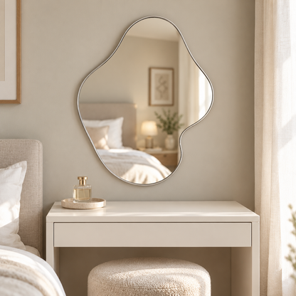Wall mirror modern silver frame