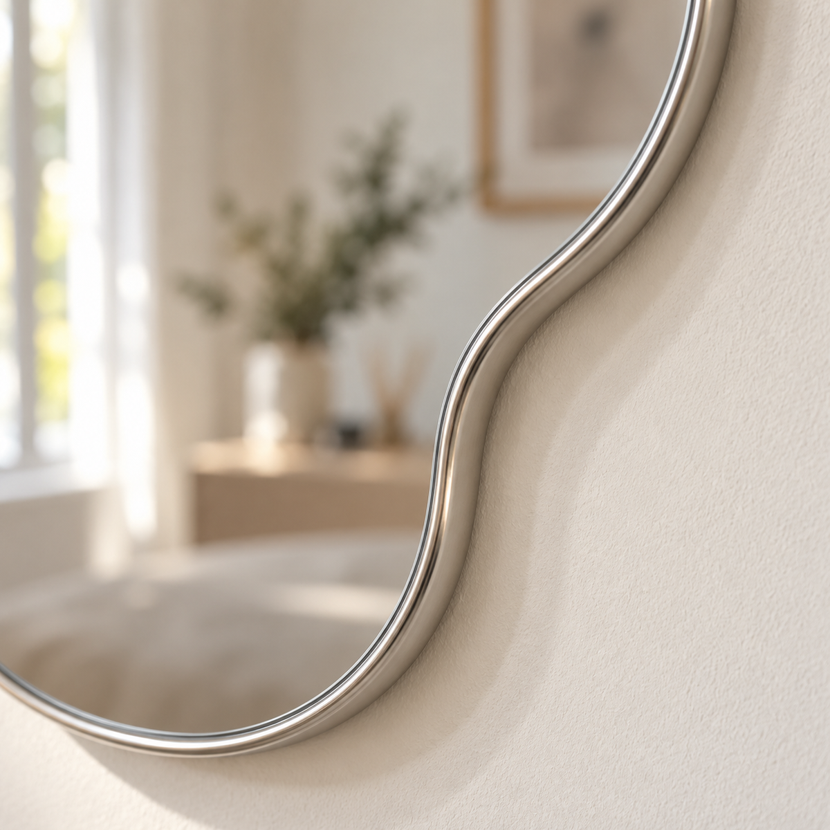 Wall mirror modern silver frame