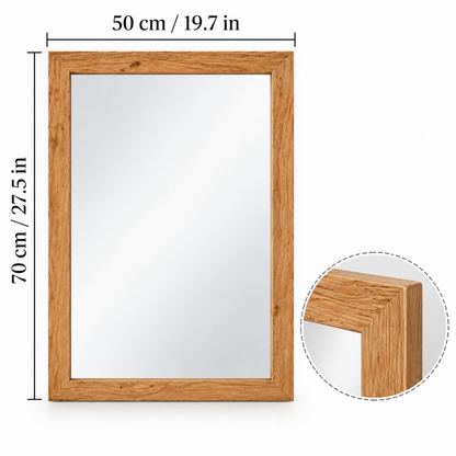 Wall mirror oak wood frame