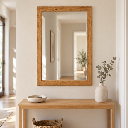 Wall mirror oak wood frame