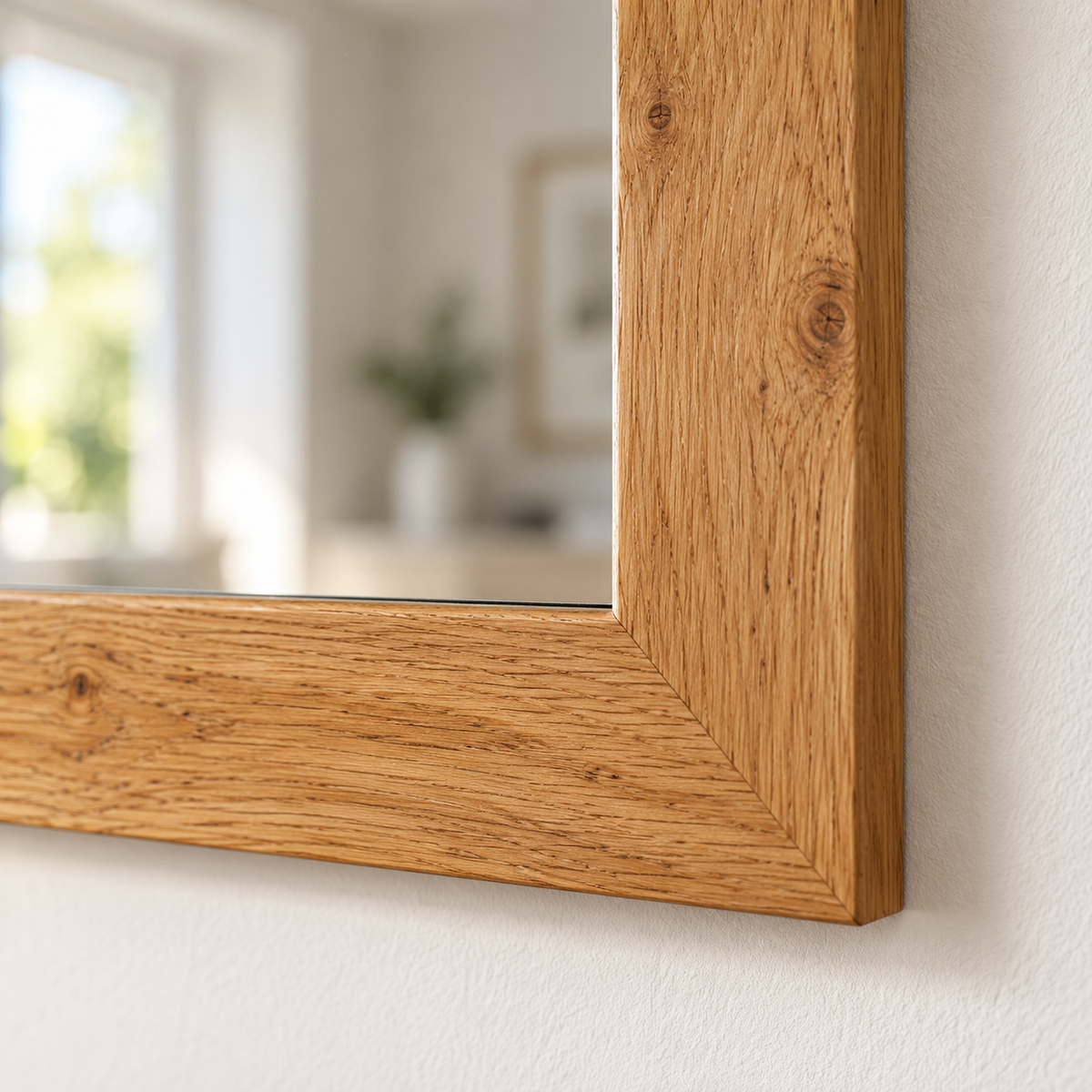 Wall mirror oak wood frame