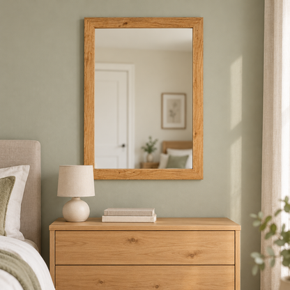 Wall mirror oak wood frame