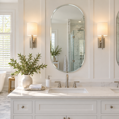 Wall mirror oval frameless bevelled edge