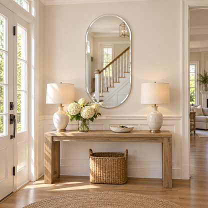 Wall mirror oval frameless bevelled edge