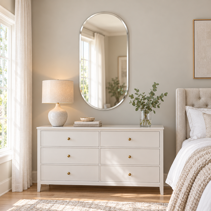 Wall mirror oval frameless bevelled edge