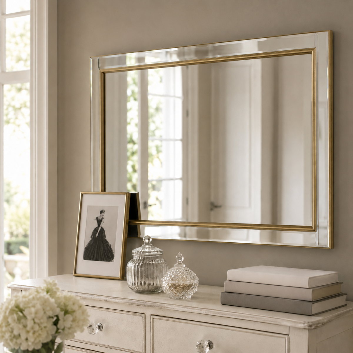 Wall mirror venetian bevelled gold frame