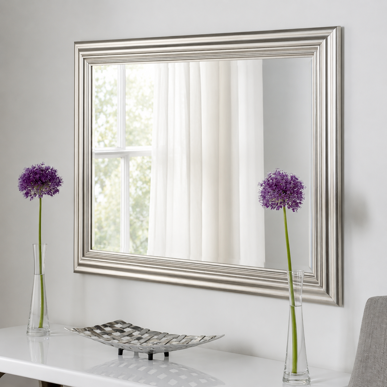 Wall mirror classic silver champagne resin frame