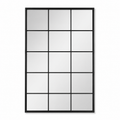 Wall mirror grid window black metal frame