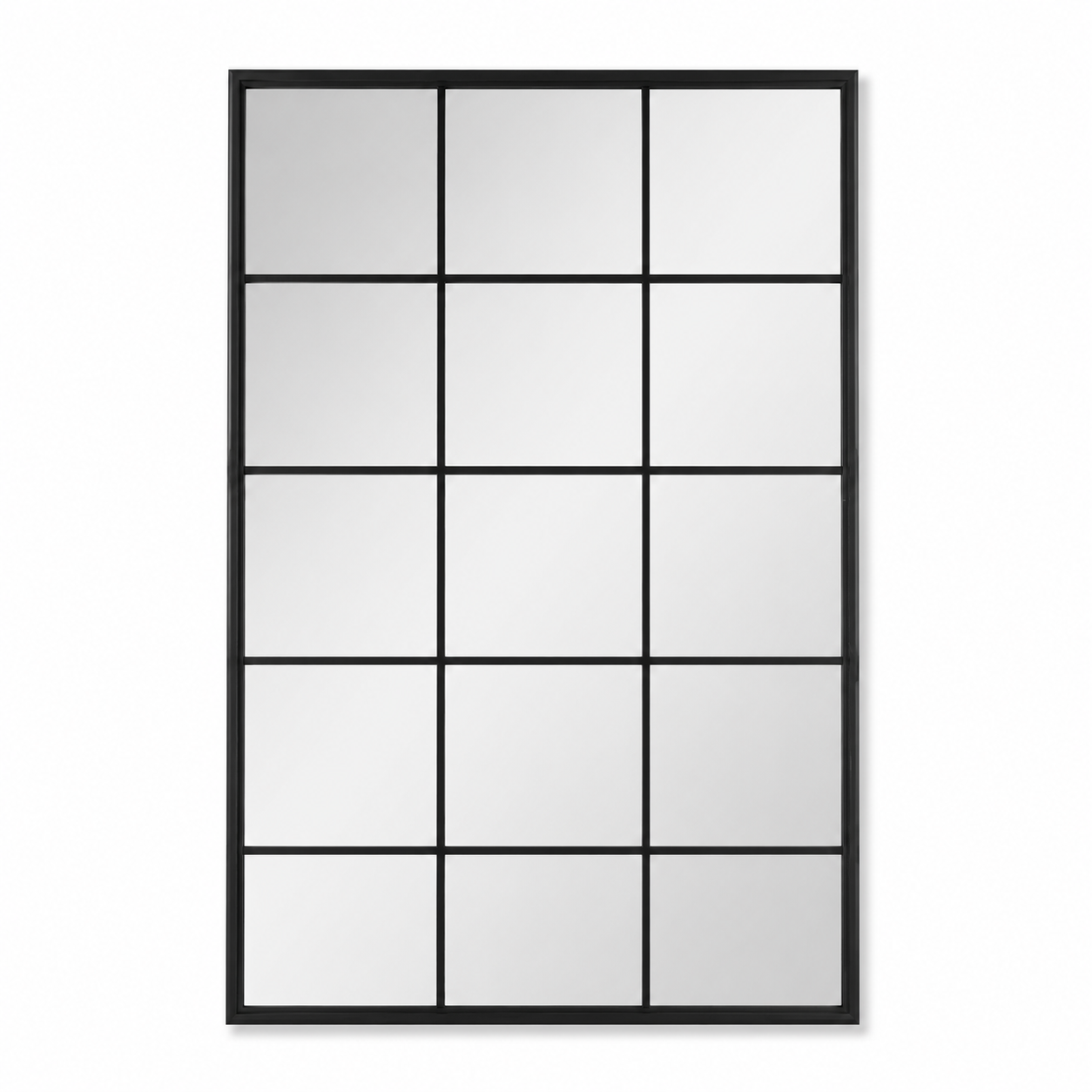 Wall mirror grid window black metal frame