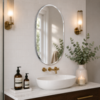Wall mirror oval frameless bevelled edge