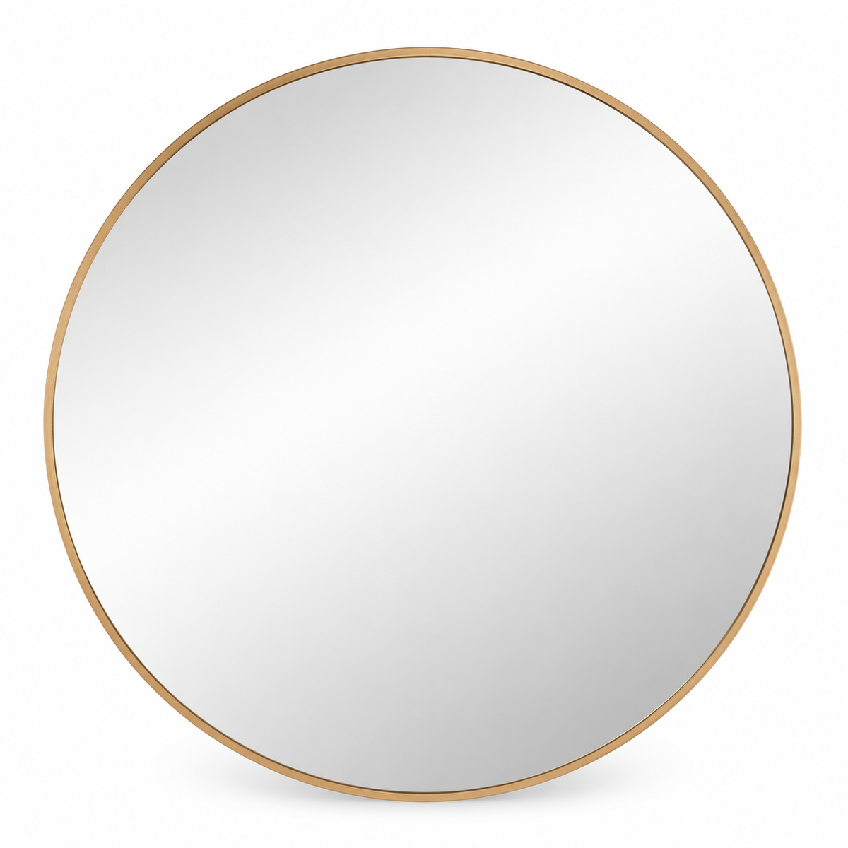 Wall mirror round brushed gold metal frame