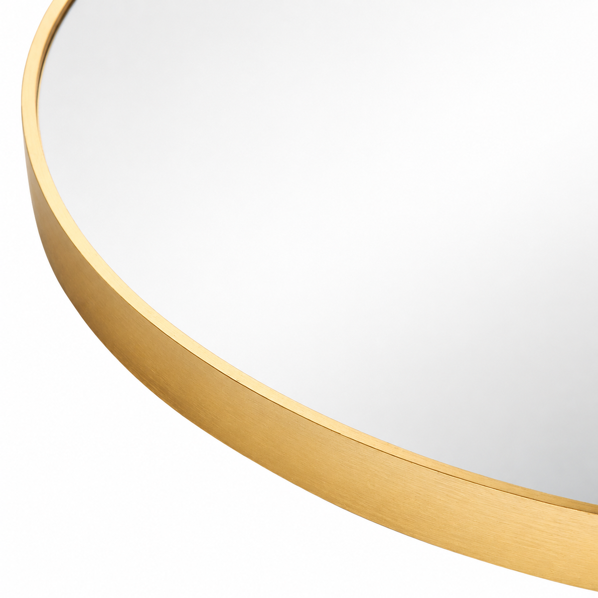 Wall mirror round brushed gold metal frame