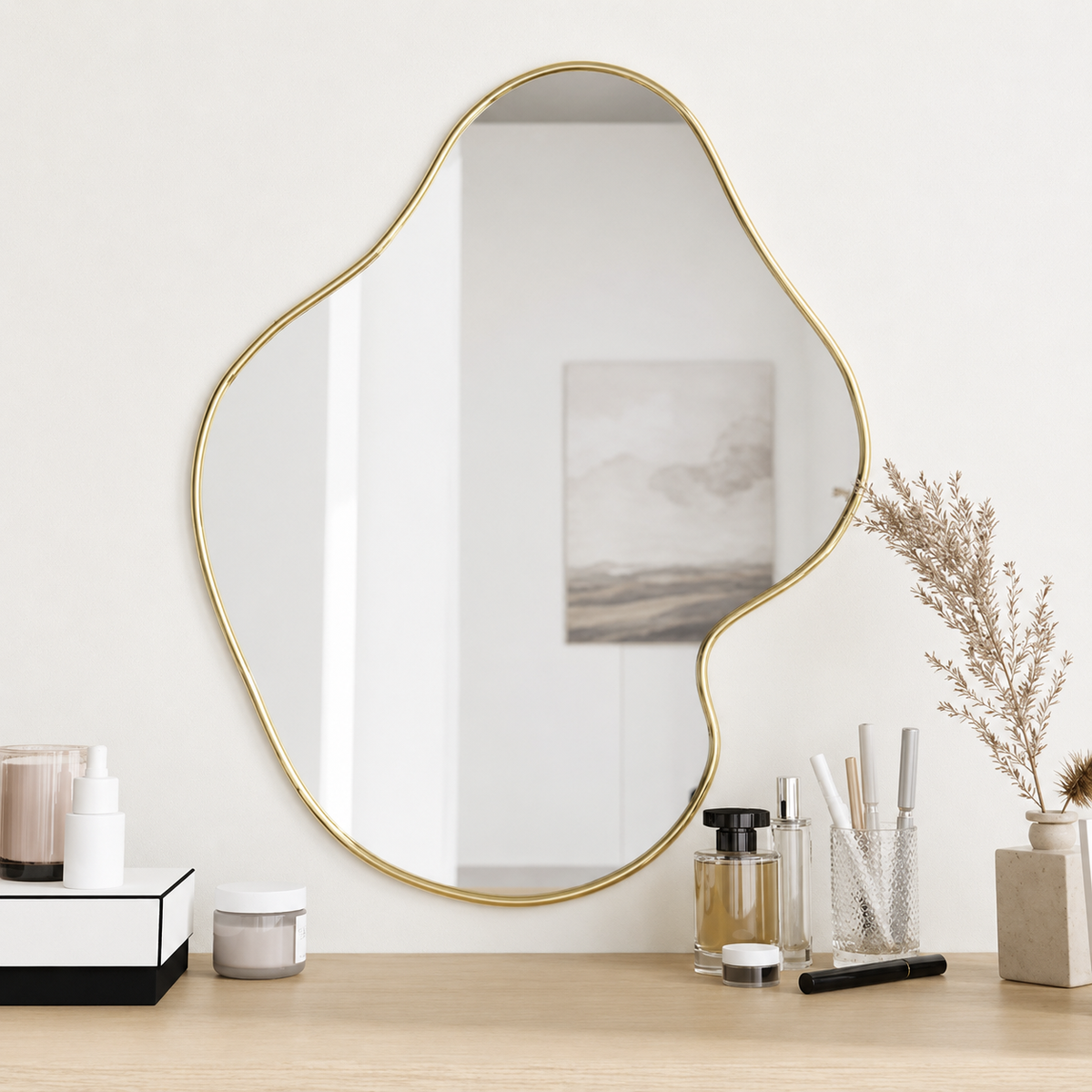 Wall mirror modern silver frame