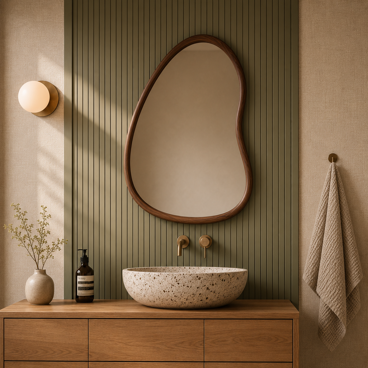 Wall mirror mindi wood frame