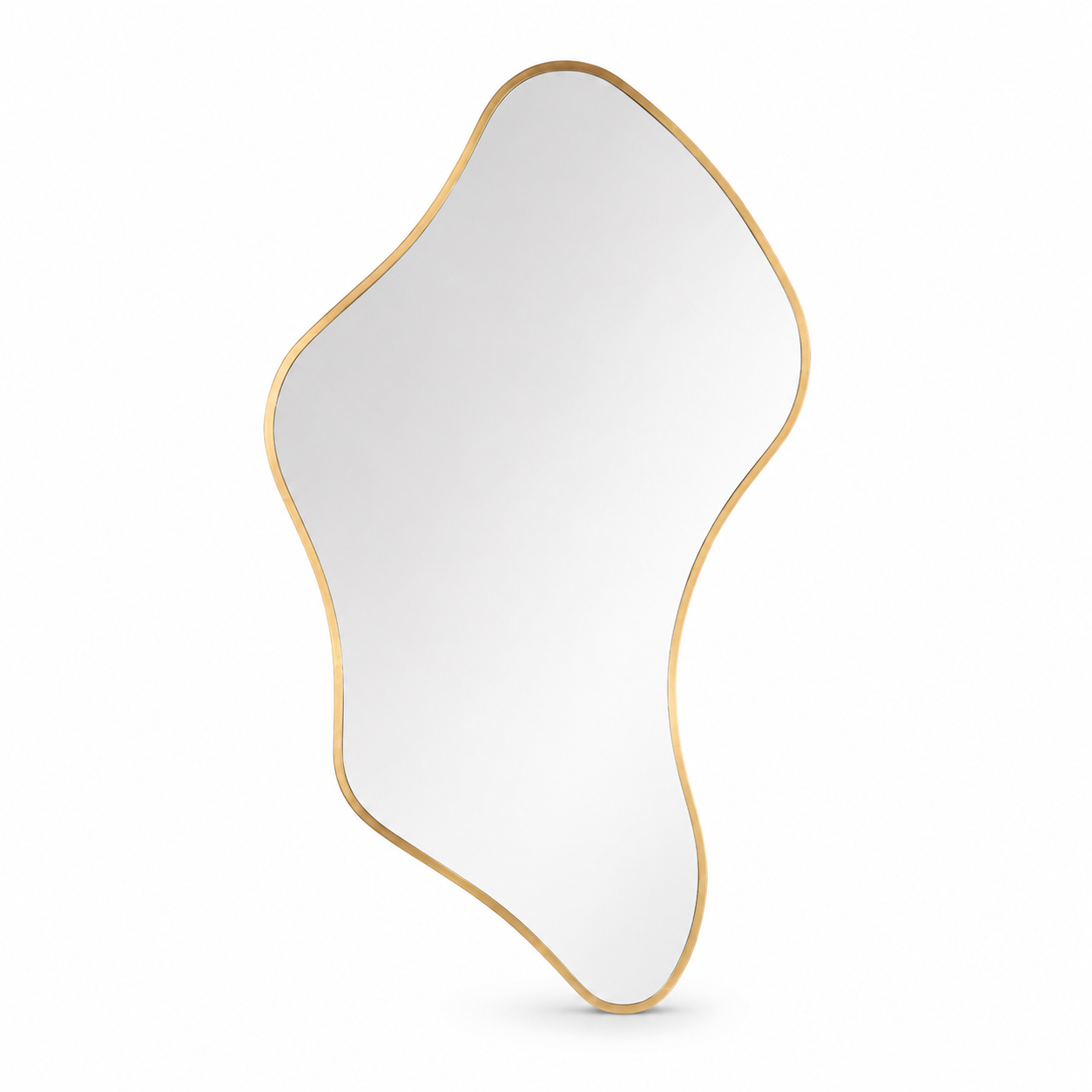 Wall mirror asymmetric irregular organic gold aluminium frame