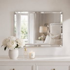 Wall mirror rectangular frameless bevelled edge
