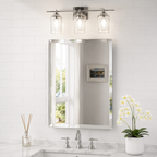 Wall mirror rectangular frameless bevelled edge