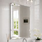 Wall mirror rectangular frameless bevelled edge