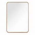 Wall mirror rectangular rounded corners gold metal frame